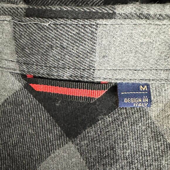 Design In Italy Shirt Men M Black Gray Button Up Check Flannel Sleeveless NWOT - Picture 2 of 7